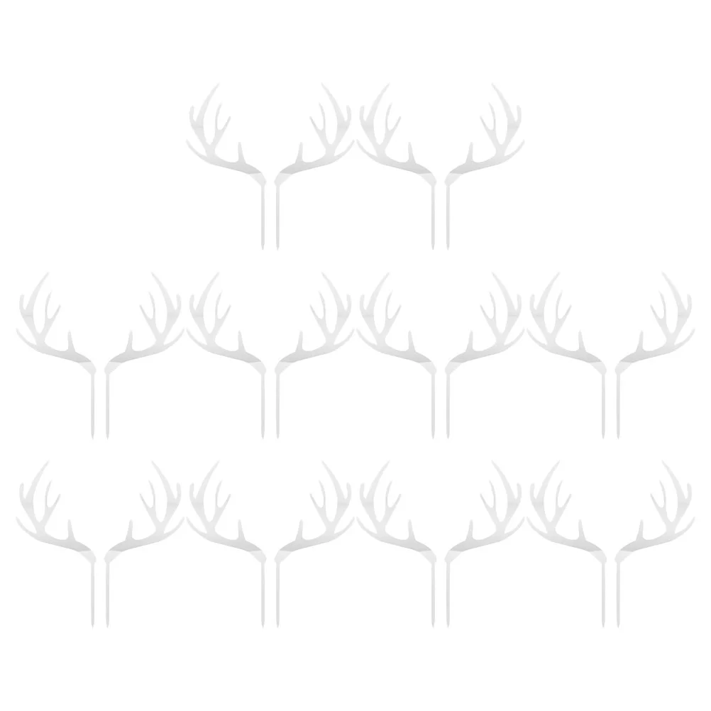 

20 Pcs Cake Decorations Antler Venue Setting Props Cupcake Topper Acrylic Xmas Toppers Decorating Tools