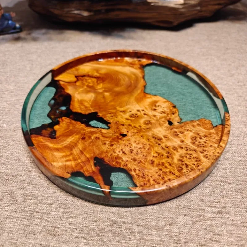Creative Nordic walnut resin Solid wood resin with wooden tea tray tableware small modern Nordic fashion artist home tray