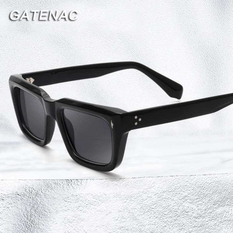 Retro Vintage Square Men's UV400 Anti-reflective Rivet Designer Sunglasses