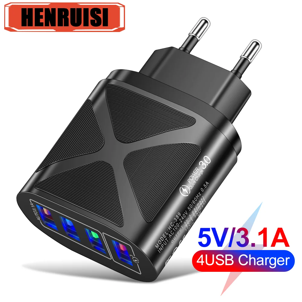 

45W USB Charger Fast Charging 4 Ports Mobile Phone Charger For Iphone 13 14 Pro Xiaomi 13 14 Huawei Samsung USB Charger Adapter