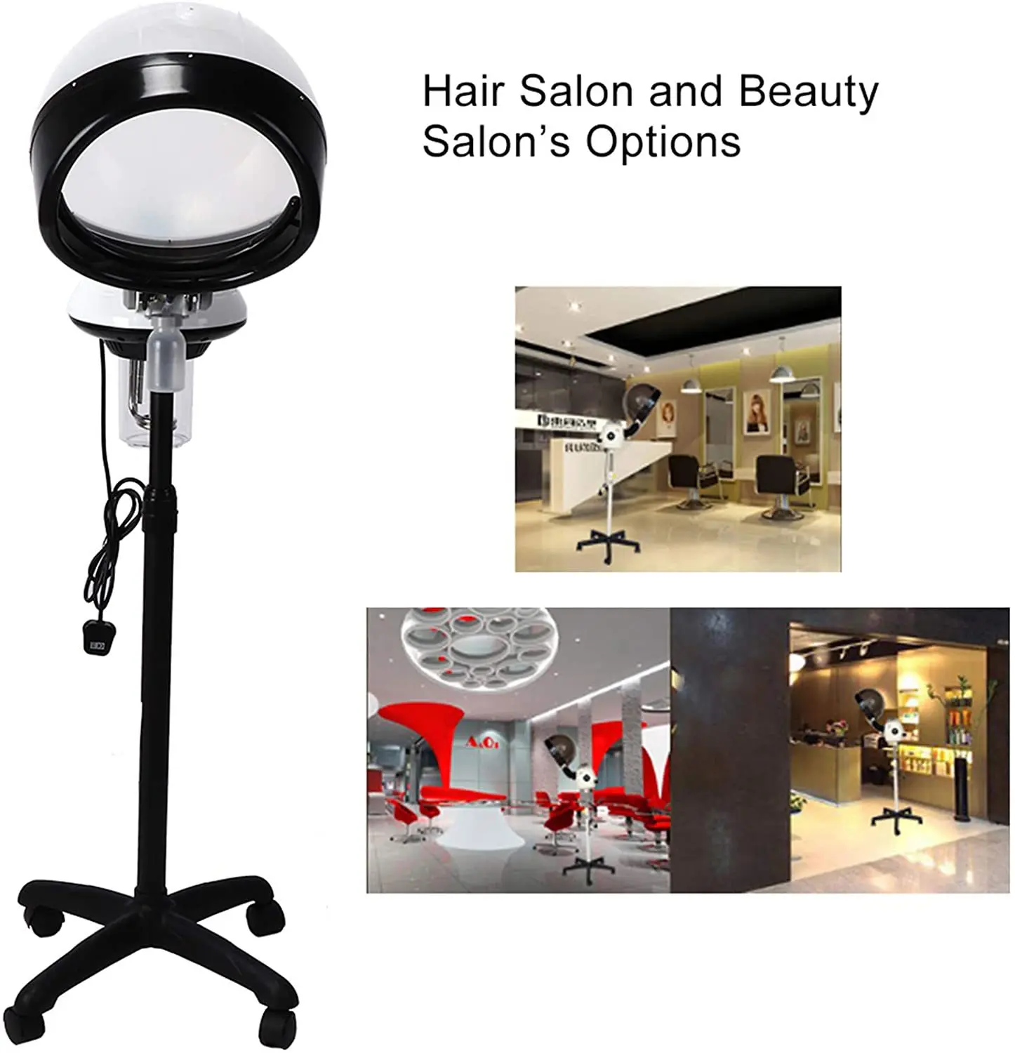 Description Picture 6 of itemShampoo Hair Steamer Rolling Stand Hooded Hair Dyeing Coloring Perming Conditioning Salon Spa Steamer Height Adjustable Tool