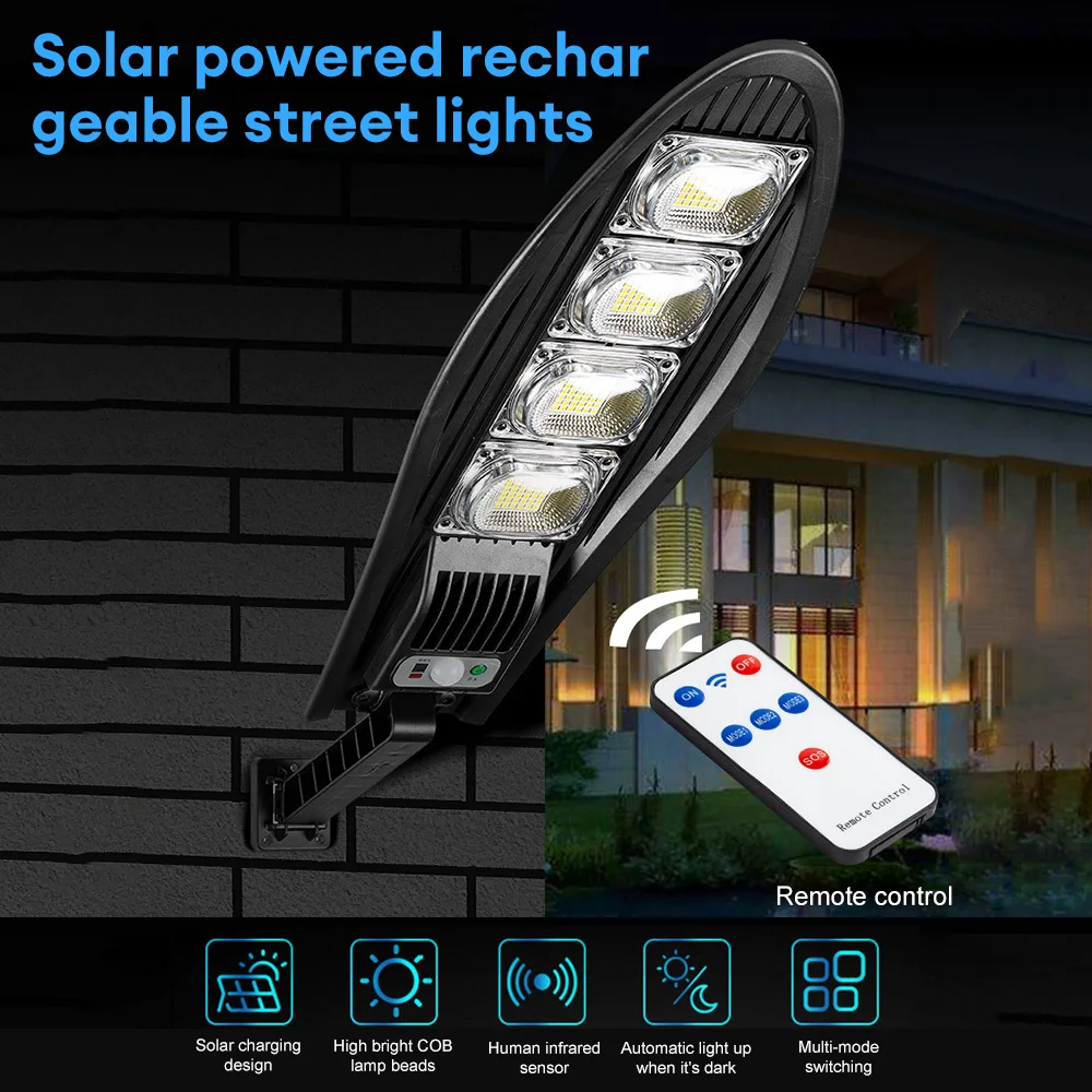 

Solar Street Light Super Bright Outdoor Waterproof LED Lamp Motion Sensor 3 Modes Lighting Remote Control For Garden Villa Gard