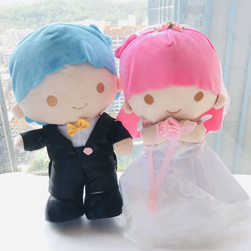 

Новинка Sanrio Kawaii Маленькая двойная звезда Кики Лала свадебное платье мультяшная плюшевая игрушка украшение комнаты аниме