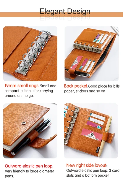 Moterm Full Grain Vegetable Tanned Leather Regular 2.0 Pocket Size Rings  Planner A7 Notebook Agenda Organizer Diary Sketchbook - AliExpress