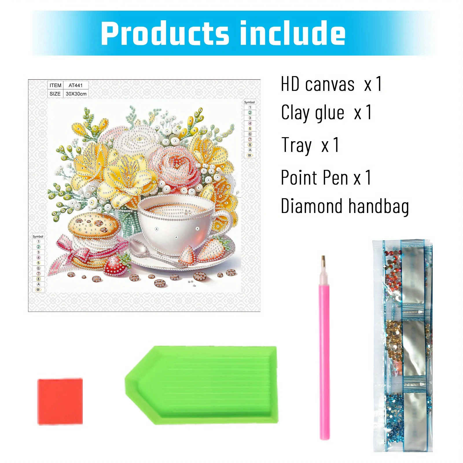 DIY Coffee and flowers 5D Special Shape Diamond Art Kits for Beginners,Diamond Art Painting Kits for Home Wall Decoration Gift