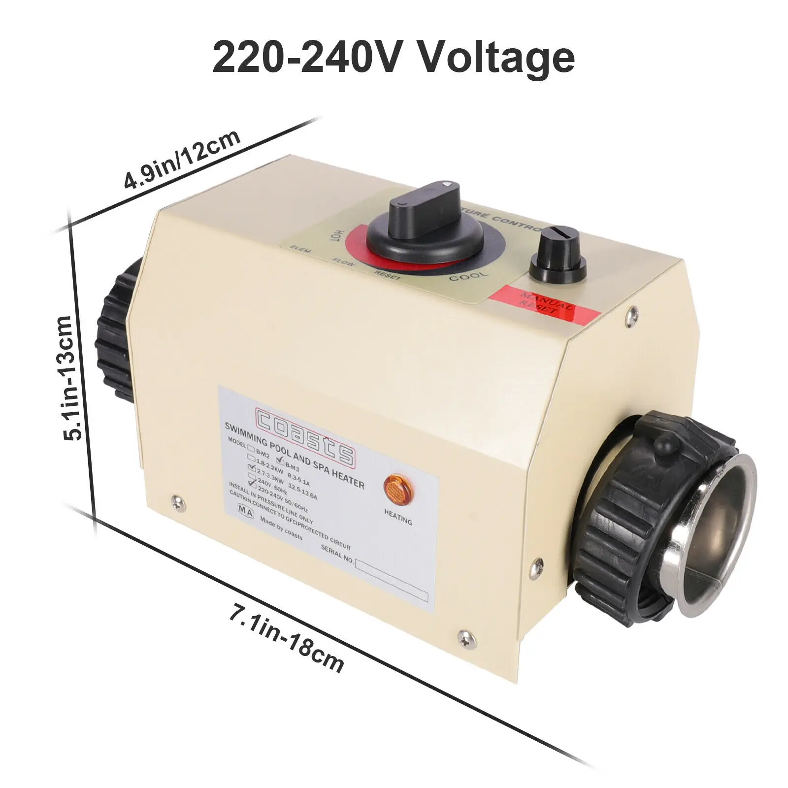 3KW 220V Pool Heater Electric Swimming Pool and SPA Bath Heating Tub Water Heater Thermostat Swimming Pool Accessories 4
