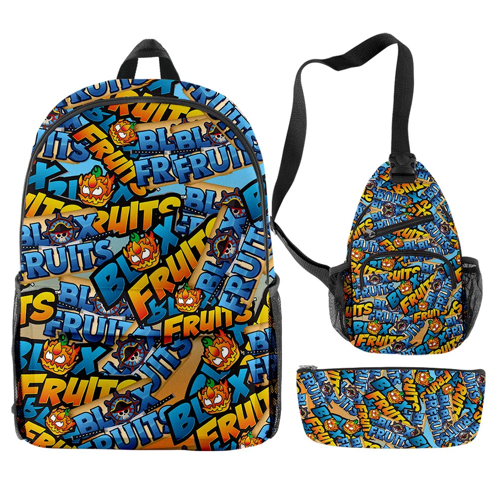 3D Nuovo Prodotto Roblox Game Blox Fruits School Zaino Messenger Bag Set Di Tre Pezzi Per Studenti Delle Scuole Primarie E Secondarie