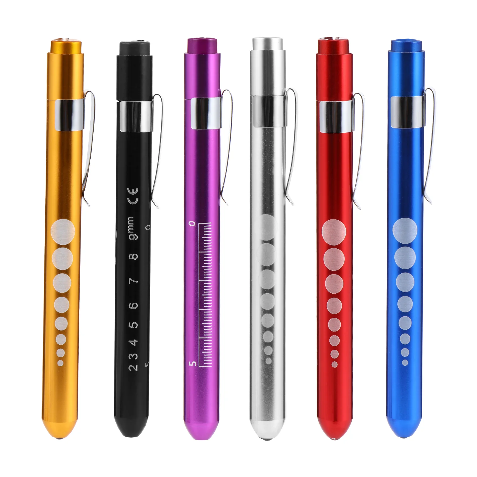 

6pcs Pen Light with Pupil Gauge LED for School Students Random Color