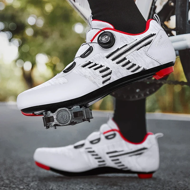 Men Cleat Shoes Breathable Lightweight Cycling Shoes Air Mesh Outdoor Racing Road Bike Shoes Self-Locking Pedal Bicycle Sneakers 6