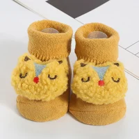 1Pair Winter Baby Boys Girls' Toddler Socks Cartoon Cotton Socks Infant Non-skid Socks Leg Warmers Cute Plush Socks For 0-1T 2
