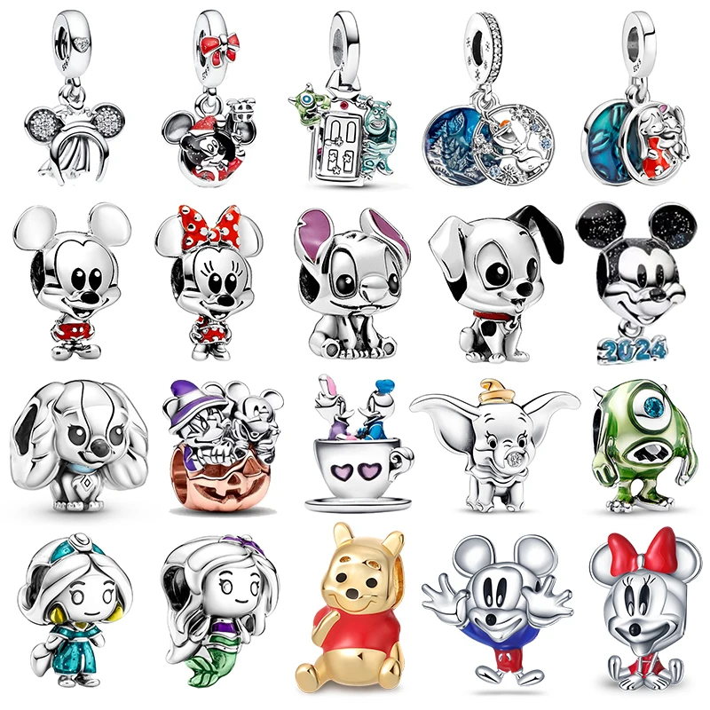 

Hot toys Mickey Mouse charm, 925 silver beads, Minnie pendant collection, suitable for Pandora's sterling silver DIY bracelet