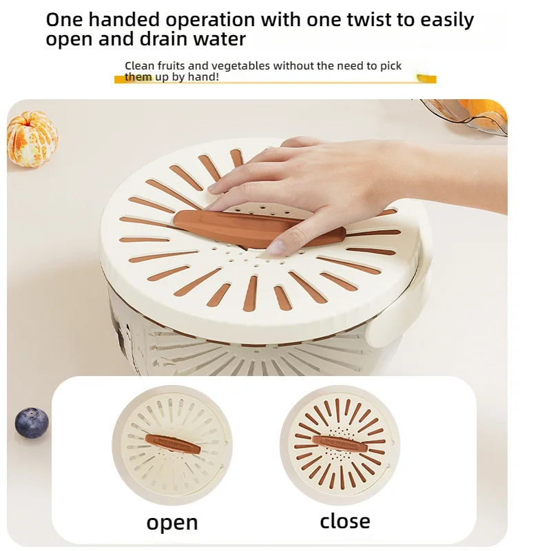 Fruit Strainer Drainer and Strainer Multifunctional Drainer Basket Fruit and Vegetable Washing Basket with Lid Organizer