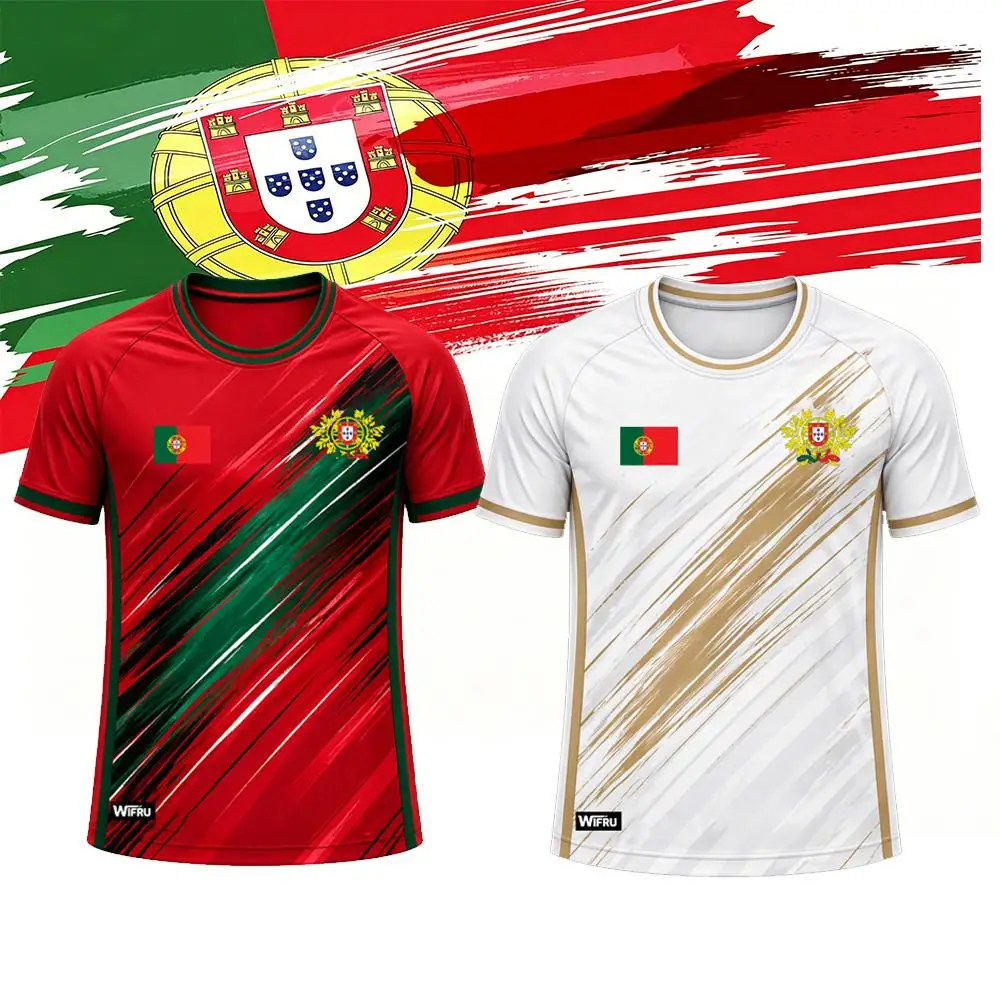 Portugal Flag Print Men's Football Jersey 2026 Breathable Quick-drying Sports T…