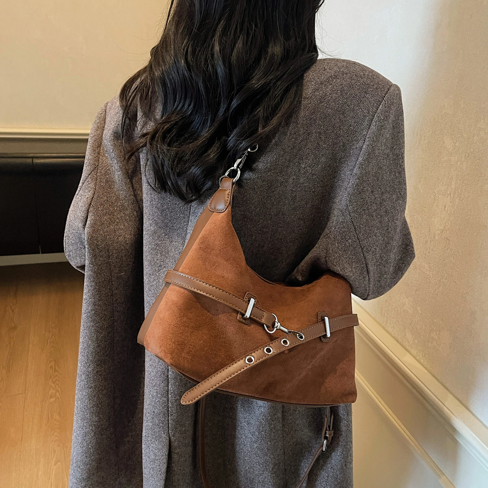 PU Leather All-Match Underarm Bag Solid Color Simple Crossbody Bag Versatile Sling Bag Work Date Shopping Handbag