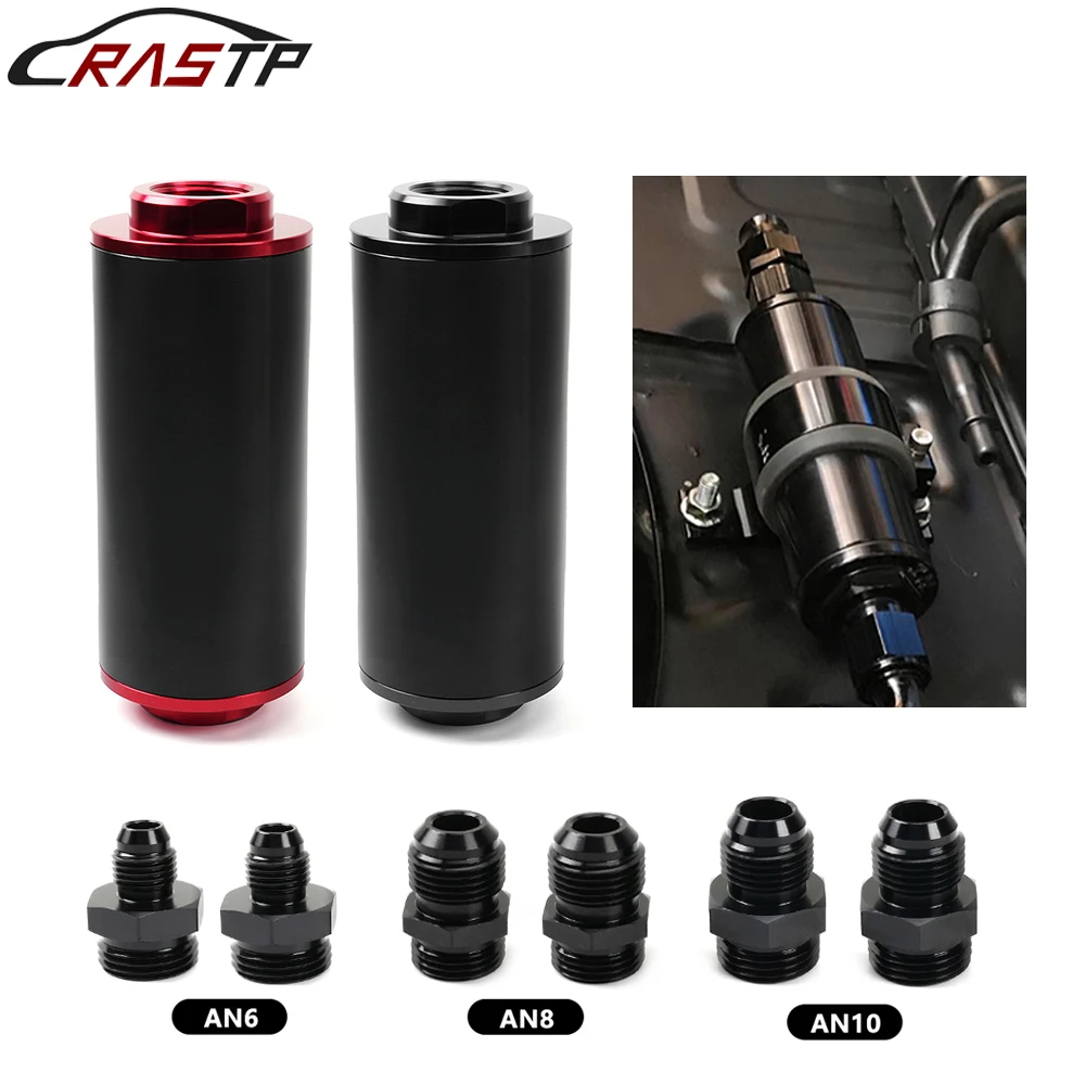 

RASTP- New 50MM 100 Micron Element Inline Fuel Filter In-Line High Flow Fuel Turbo With AN6 / AN8 / AN10 Fittings Adapter FRG019