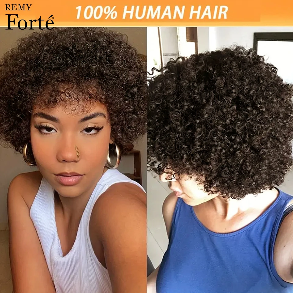 Curly Bob Wigs Human Hair Pixie Cut Wigs Glueless Lace Wig Human Hair Afro Kinky Curly Bob Wigs Human Hair Wig Full Machine Made