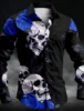 Men's Rose Skull Casual Dark Men's Button-Down Shirt Long Sleeve Party Evening Daily Shirt Collar Button 3