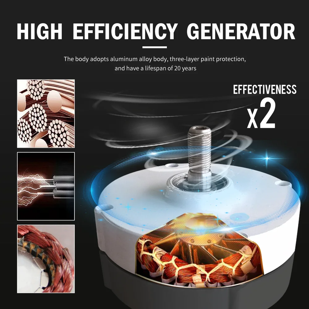 Windmill 2KW Energy Generators Wind Turbine 2000w 12v 24v 48v With Off Grid System Mppt Hybrid Charge Controller Home Appliance