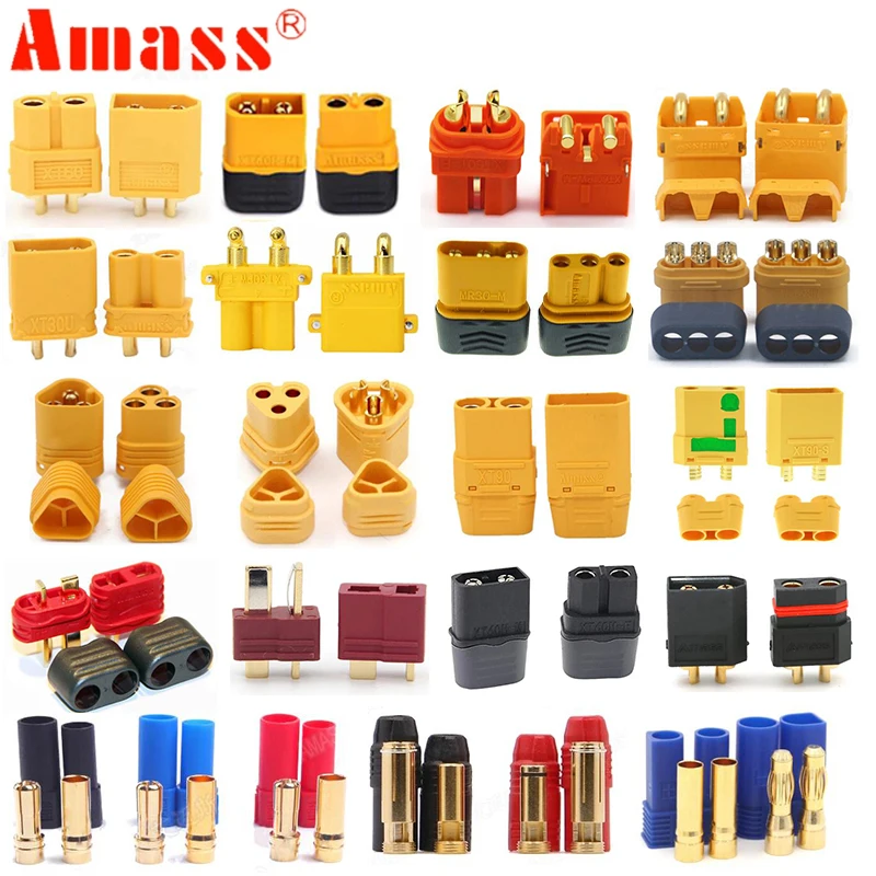 Acumule o Conector da Tomada do T-tipo Xt90s Xt90 Xt60 Xt60h Xt30 Mr30 Mr60 Mt30 Xt60i Xt60w Xt60pw Xt30pw Xt150 As150 Ec5 Par