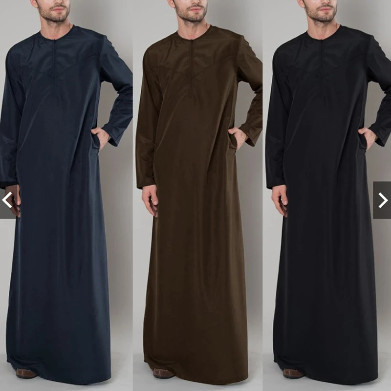 Men Muslim Fashion Abaya Jubba Thobes Arabic Pakistan Dubai Kaftan Islamic Clothing Saudi Arabia Casual Long Blouse Dress Robes