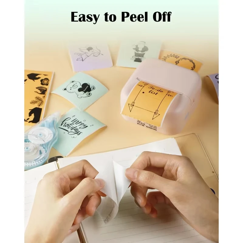 Printer Sticker Paper Printer Paper Roll Color Sticker Green&Lavender&Orange&White for Phomemo M02 T02 Waterproof Oil-proof Friction-resistant
