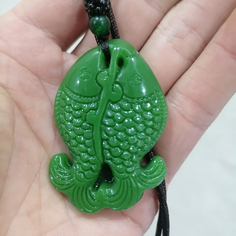 

Natural Green Hand-carved Pisces Jade Pendant Fashion Boutique Jewelry Men and Women Fish Necklace Gift Accessories