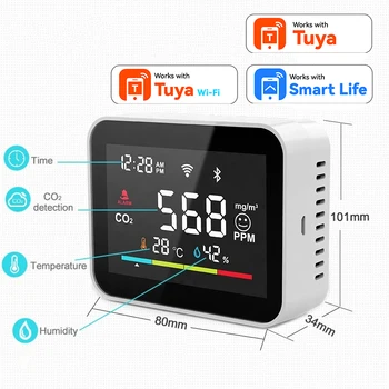 Misuratore di CO2 Smart Wi-Fi: Rilevatore di Fumo Interno in Tempo Reale per Ventilazione e Sicurezza (Sensore di Anidride Carbonica)