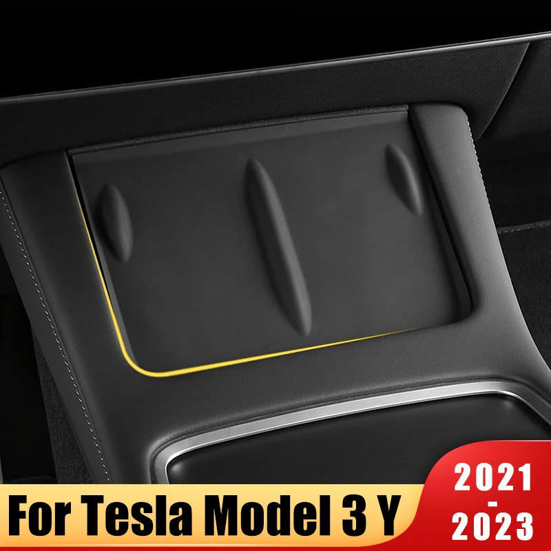 

For Tesla Model 3 Model Y 2021-2023 Silicone Anti-Skid Pad Central Control Phone Wireless Charging Pad Non-Slip Mat Accessories