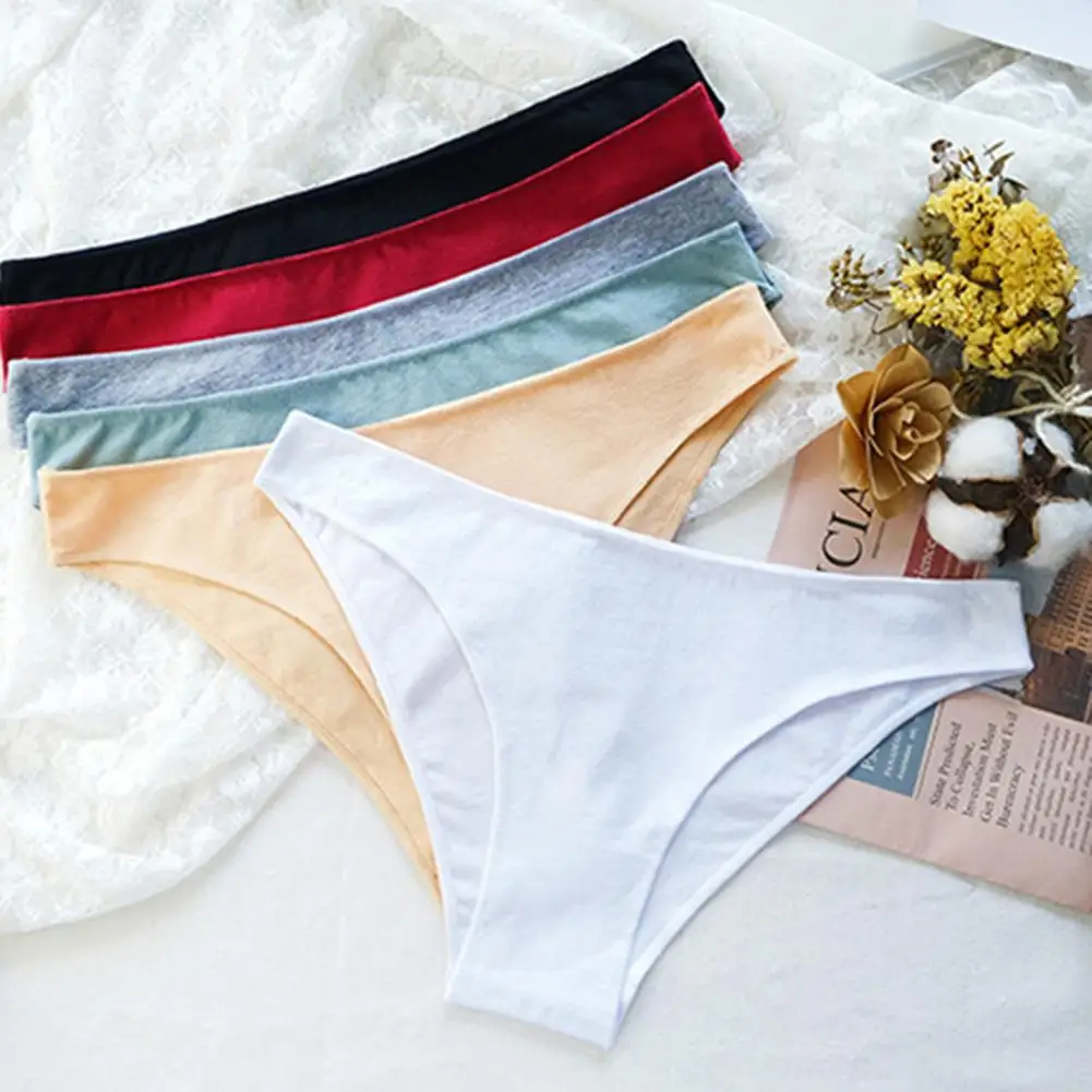 

Women's Panties Low-Rise Elastic Waistband Seamless Women Briefs Simple Solid Color Cotton Panties Sexy Lingerie Underwear трусы