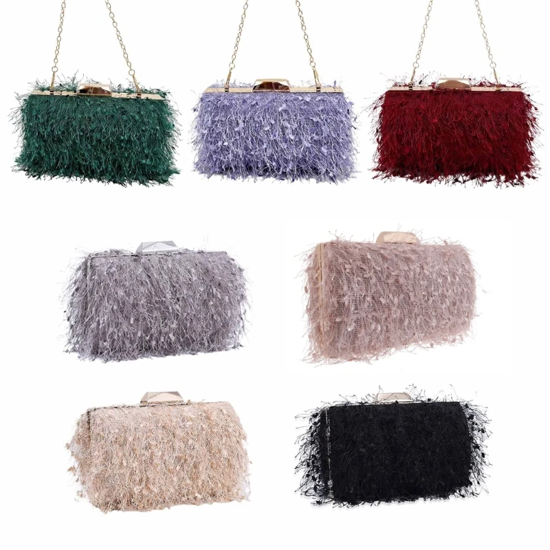 Simple Clutch Purses Party Purse Fashion Wallet Handbag Evening Tassels Clutch Bag Wedding Party Chains Shoulder Bag E74B