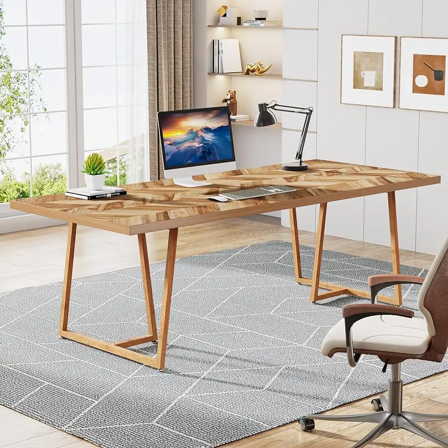 

70 Inch Executive Large Computer Desk Workstation Table Office Desks Conference Table Business Furniture for Home Office, Walnut