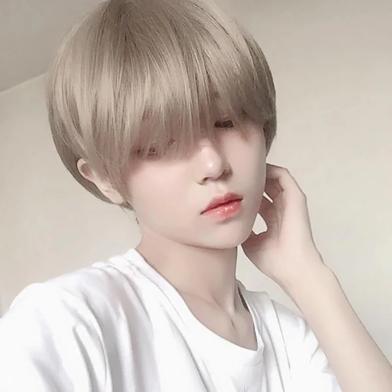 TALANG Men's Synthetic Wigs Short Straight Bangs For Male Boy Cosplay Anime Daily Party Wig Heat Resistant men short straight hairpiece with bangs spots gray hair coverage natural high temperature fiber male black synthetic hair wig