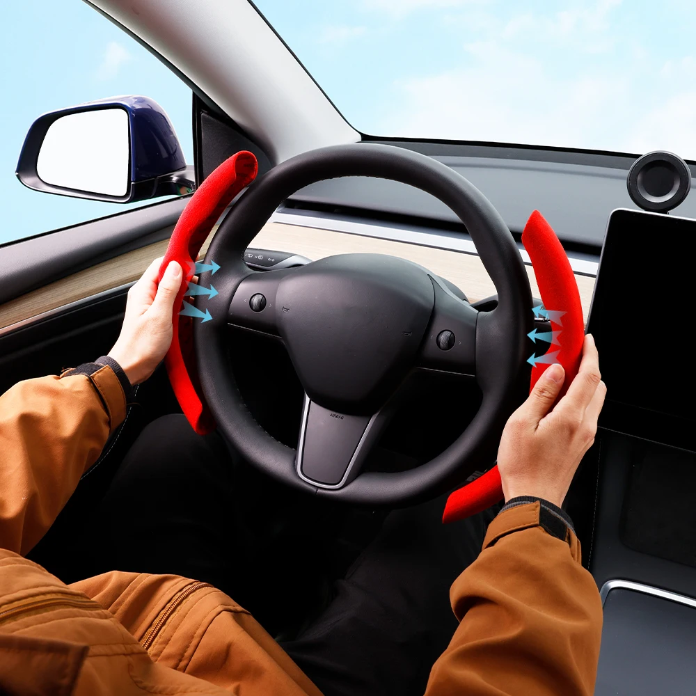 

For Tesla Car Steering Wheel Cover Steer Wheel Protector Anti Slip ABS Hard Shell Winter Warm Fur Suede For Tesla Model Y 3