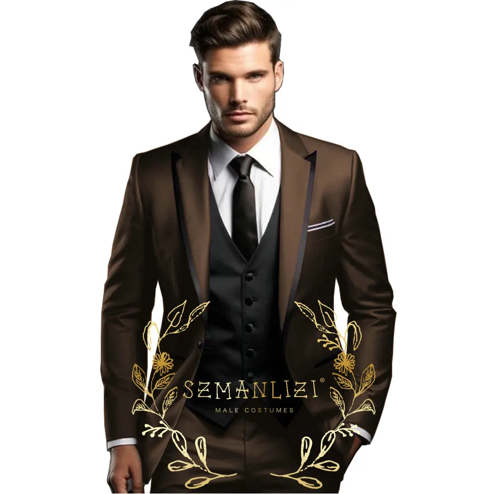 Blazer Jacket Men Western Suit Italian Design 3 Pieces