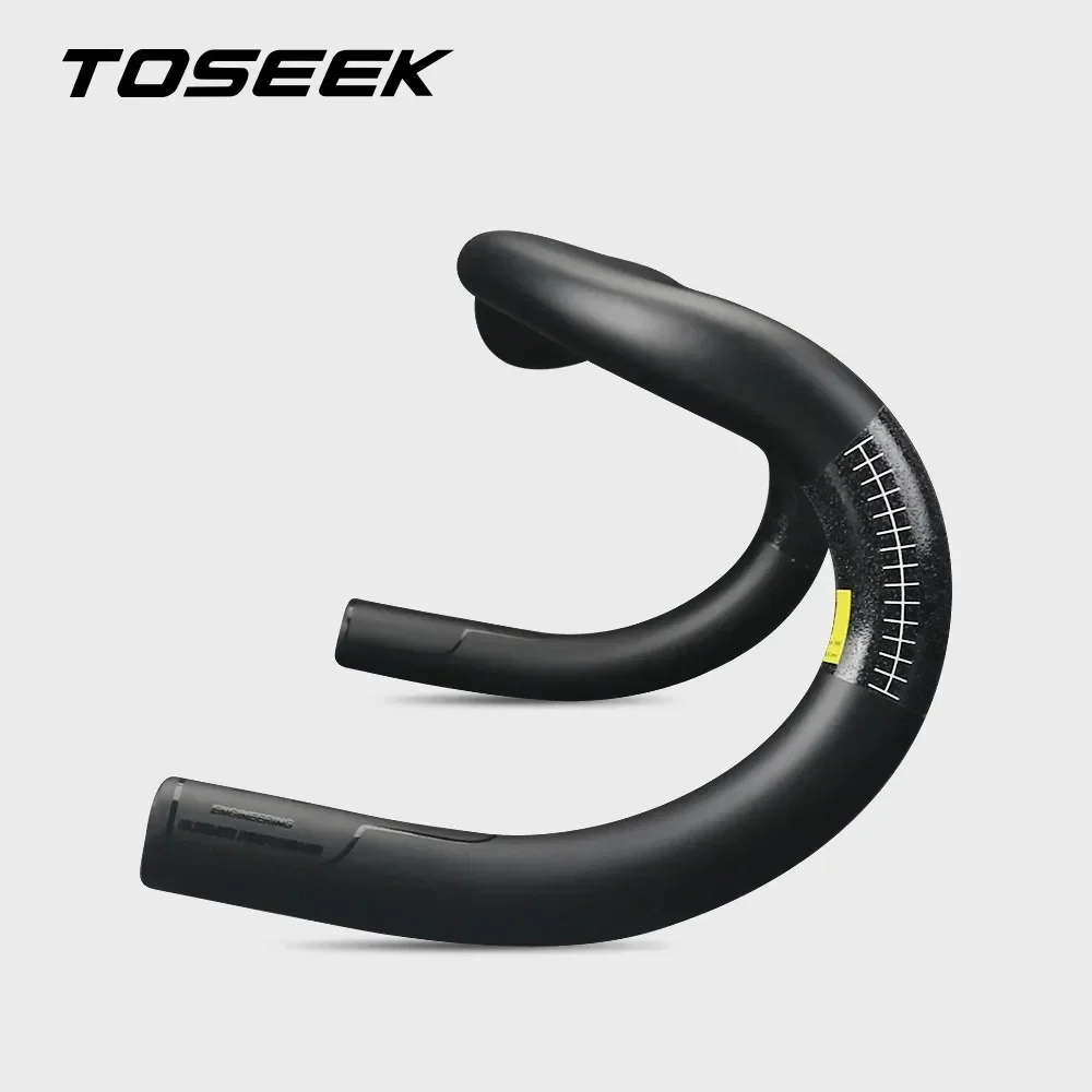 TOSEEK Road Bike Handlebar Full Carbon Drop Bar Black Highlight 400/420/440mm Stem Clamp Diameter 31.8mm