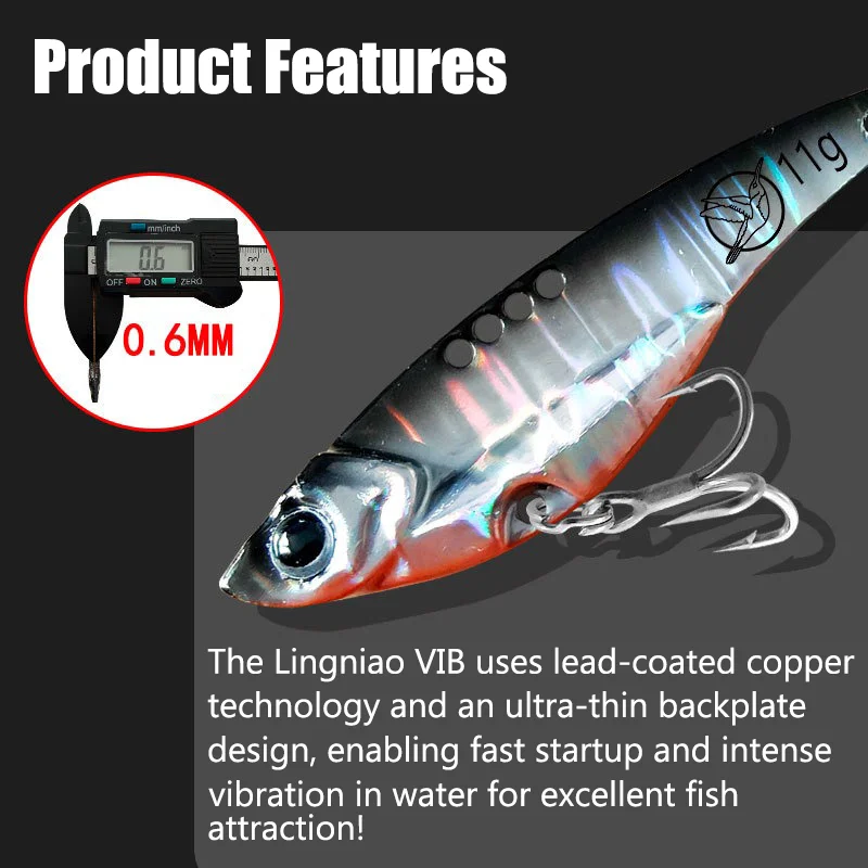 1Pcs VIB Fishing Lure 5.5g 7.5g 11g 15g Sinking Blade Bait Long Cast Vibration Artificial Bait Metal Jig Pesca Bass Pike Perch