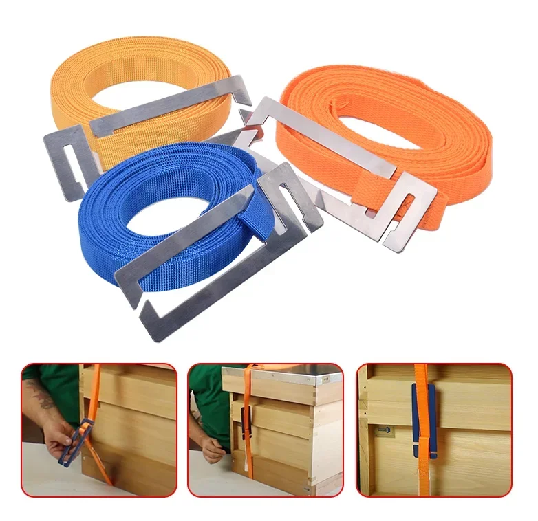 2PCS Bee Hive Strap Tie Down Beehive Fixed Tightening Bee Box Binding Strip Beehive Belt Buckle Moving Beekeeping Tools