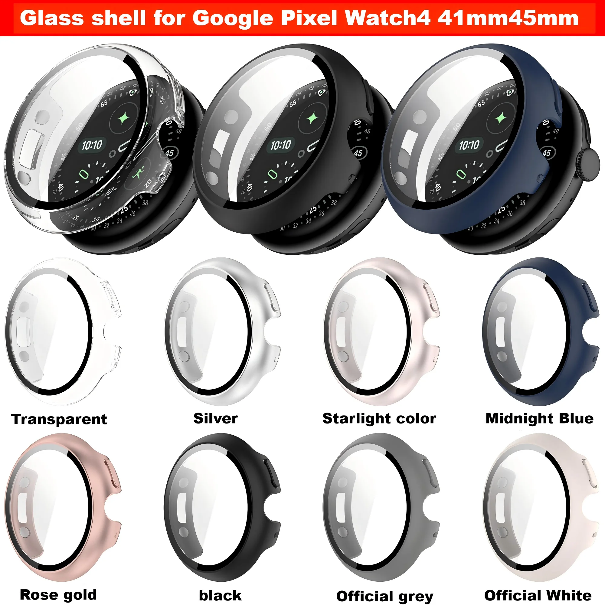 Premium Tempered Glass Protective Watch Case with Shell Bumper