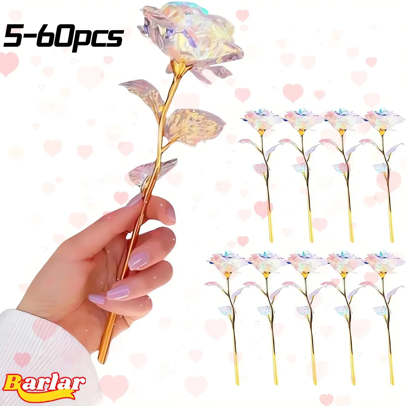 24K Colorful Foil Plated Rose Gold Rose Lasts Forever Love Wedding Decor Lover Roses Creative Mother's Day Gift 5-60PCS