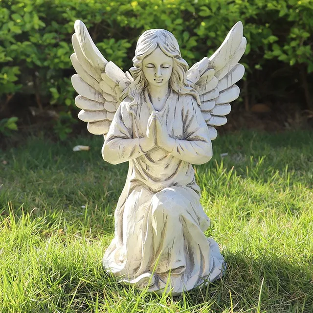 New Creative Angels Statues Religious Kneeling Angel Resin Figurine Crafts Gift Garden Decoration Ornaments 6