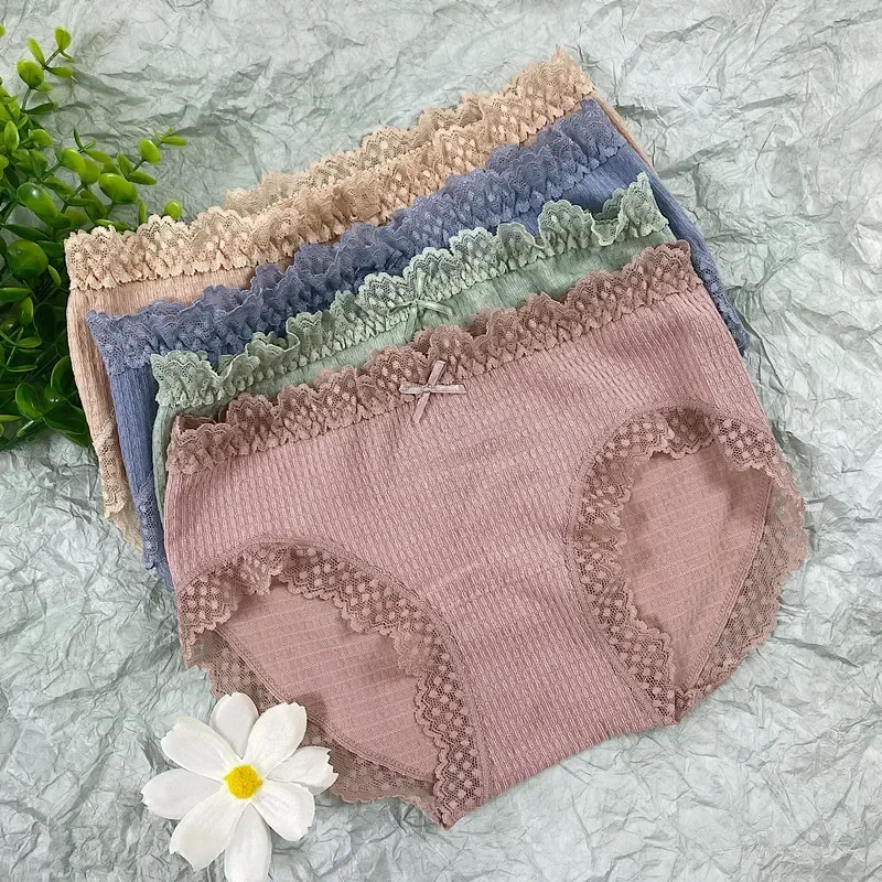 

New Fashion Hundred Thread Modal Women's Panties Seamless Seam Cotton Crotch Women's Panties Lace Edge