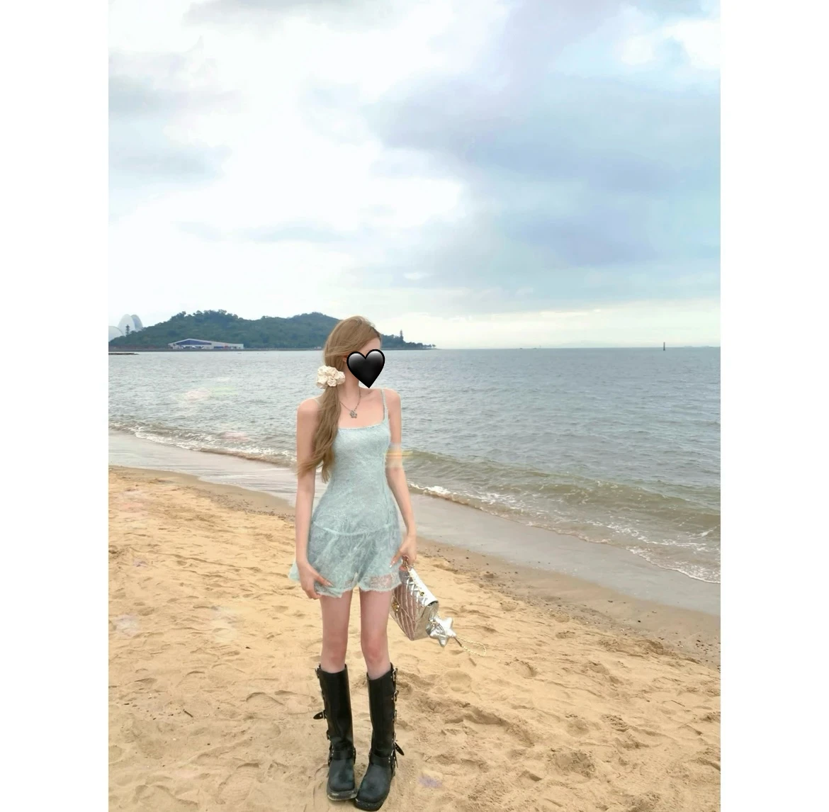 Wahjis 민트 악마 바다 산호 레이스 자수 염료 민트 그린 원피스 한푸의 색을 칠하십시오.