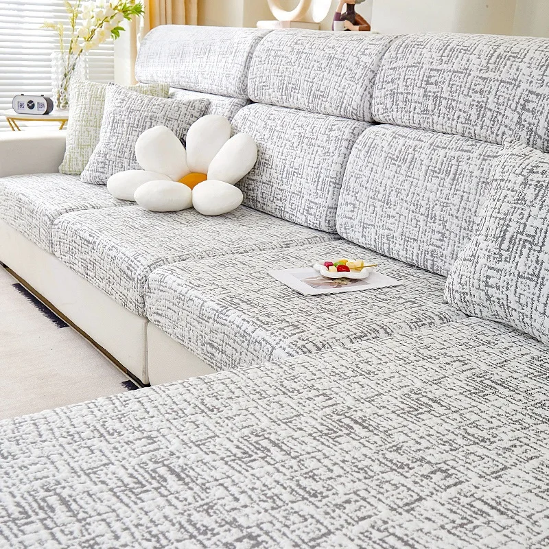 Cool Feeling Ice Silk Sofa Cover All-inclusive Universal Summer Living Room Sofa Cover Thickened Stretch Anti-slip Dust-proof 3
