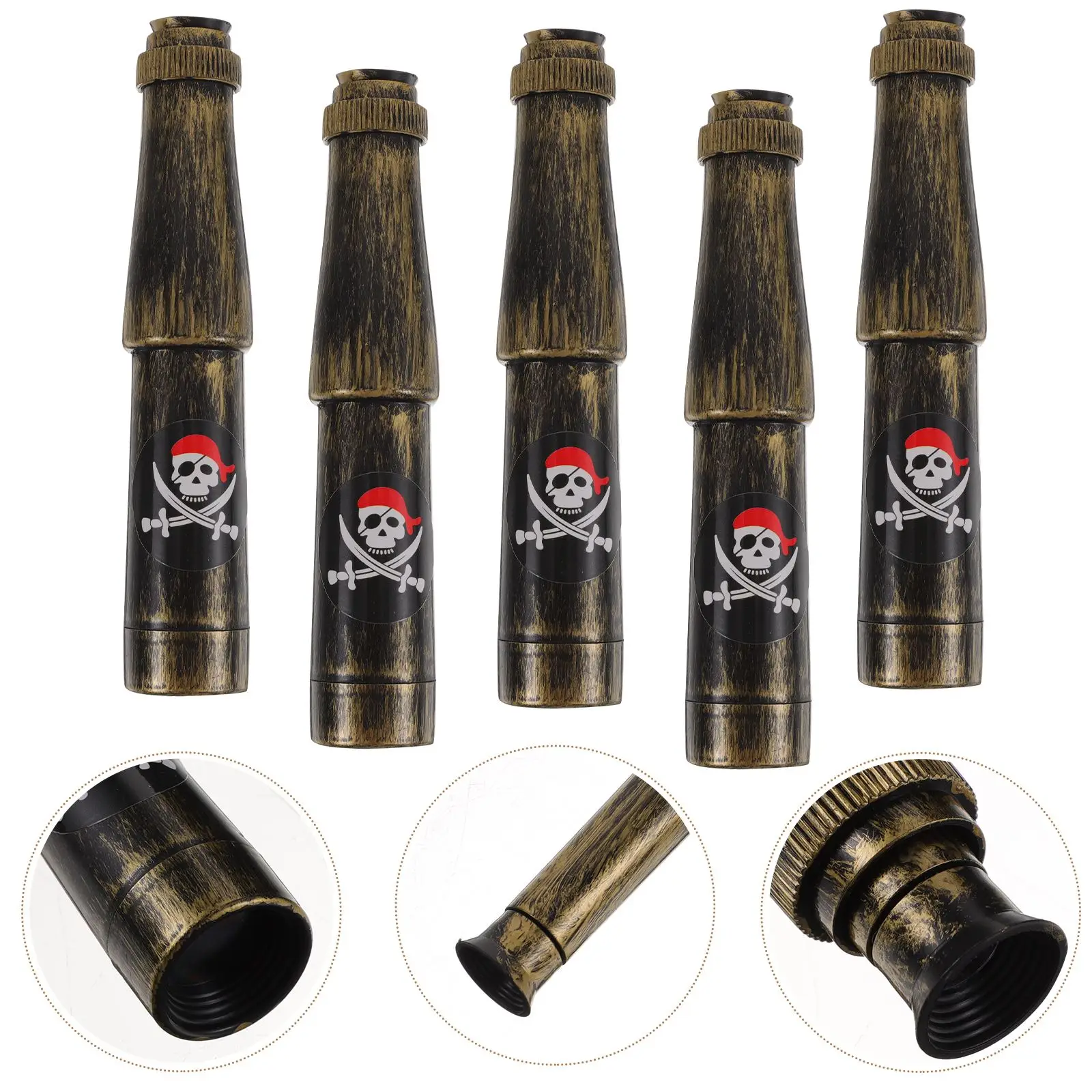 6pcs Plastic Pirate Telescopes Pirate Party Costume Monocular Telescopes For Kids Children Outdoor Hiking Camping Monoscope