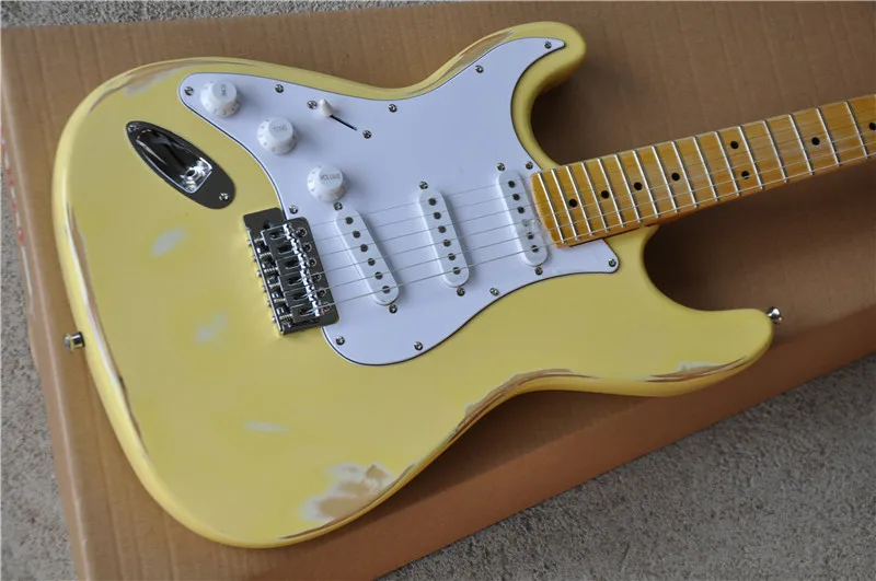 

Inventory, new left-hand electric guitar. Milk yellow, Korean hardware. Factory wholesale and retail, free shipping