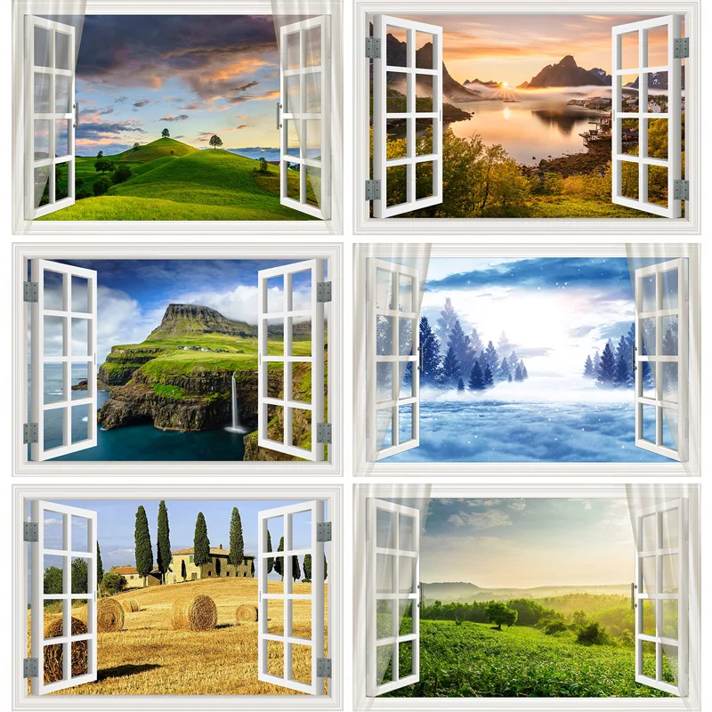 

SHUOZHIKE Outside The Window Natural Scenery Photography Background Indoor Decorations Photo Backdrops Studio Props CHFJ-07