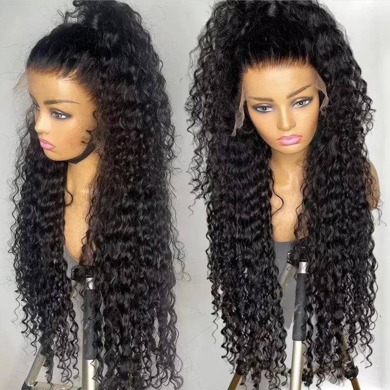 

Soft Black Kinky Curly Preplucked 26 Inch Long 180%Density Glueless Lace Front Wig For Black Women With BabyHair Daily Cosplay