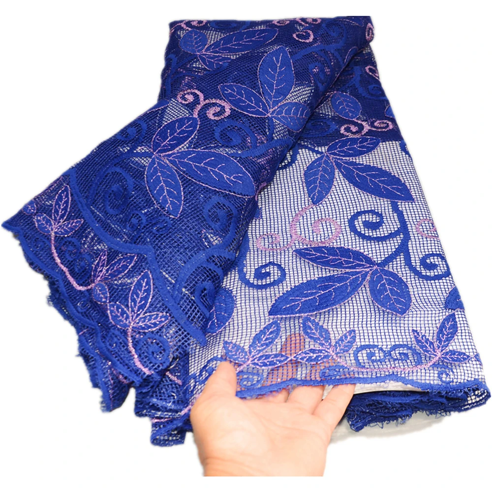 

African Lace Fabric Embroidery Plaid Mesh Lace Fabric For Women Dress 5 Yards