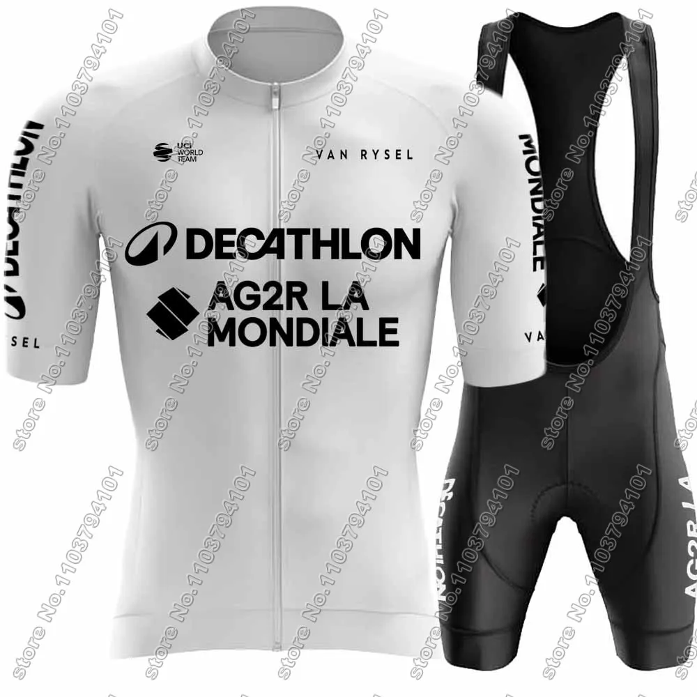 Ag2r Team Cycling Jersey 2024 Set France White Black Clothing Short Sleeve Bicycle Shirt Road Bike Suit MTB Wear Shorts MTB Ropa 2
