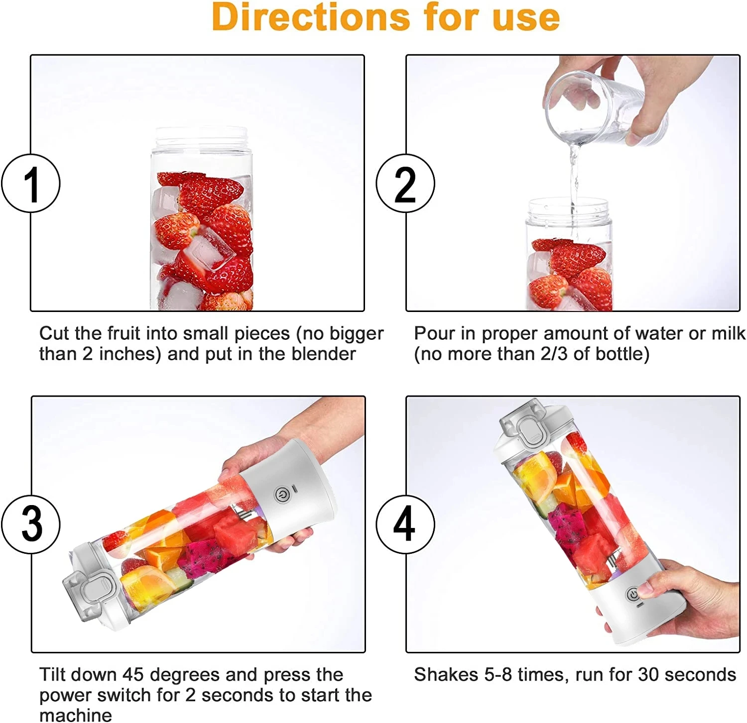 New Portable Blender 600ML Electric Juicer Fruit Mixers 4000mAh USB Rechargeable Smoothie Mini Blender Personal Juicer colorf 3